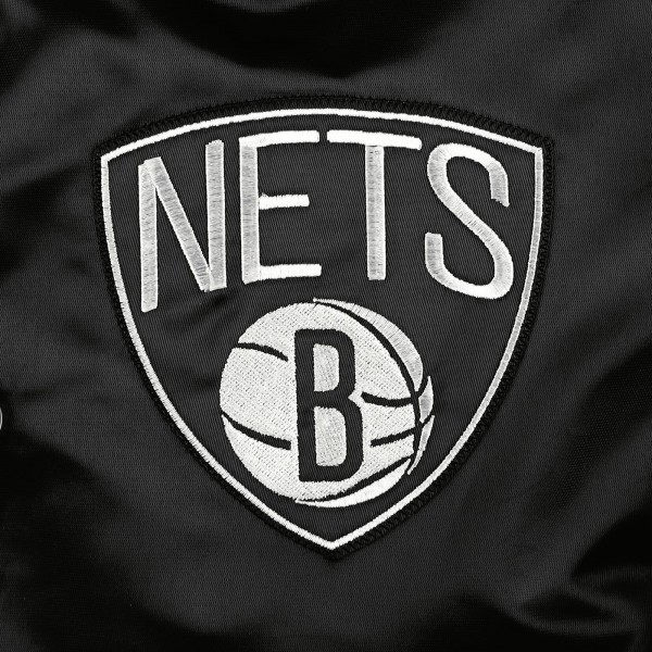 Brooklyn Nets Starter Black Pick & Roll Satin Full-Snap Varsity Jacket