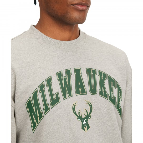 Milwaukee Bucks Tommy Jeans Gray James Patch Pullover Sweatshirt
