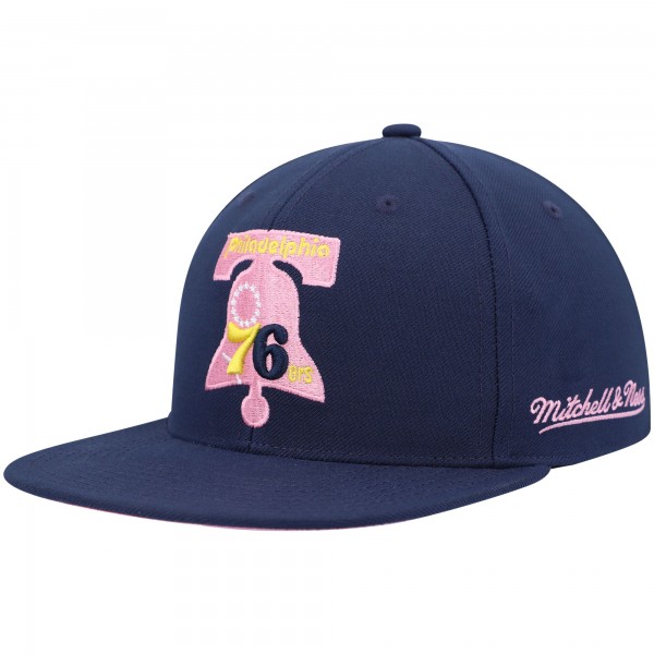 Бейсболка Philadelphia 76ers Mitchell & Ness 60th Anniversary Burnt Sunrise - Navy