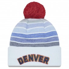 Denver Nuggets New Era 2022/23 City Edition Official Cuffed Pom Knit Hat - Gray