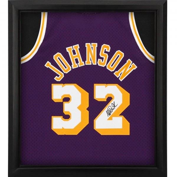Игровая джерси Autographed Los Angeles Lakers Magic Johnson Fanatics Authentic Mitchell & Ness Purple Swingman Shadowbox