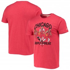 Футболка Chicago Bulls DeMar DeRozan/Zach LaVine/Lonzo Ball Homage Heathered Red Triple Threat Player Tri-Blend