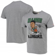 Футболка Giannis Antetokounmpo Milwaukee Bucks Homage Caricature Tri-Blend - Heathered Gray