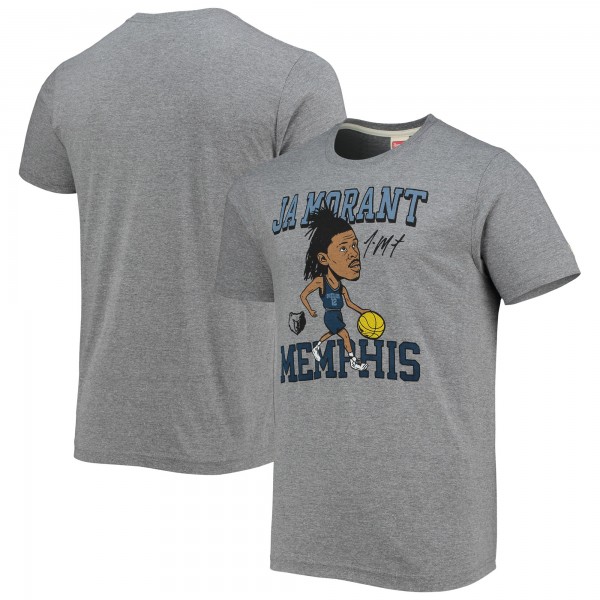 Футболка Ja Morant Memphis Grizzlies Homage Caricature Tri-Blend - Heathered Gray