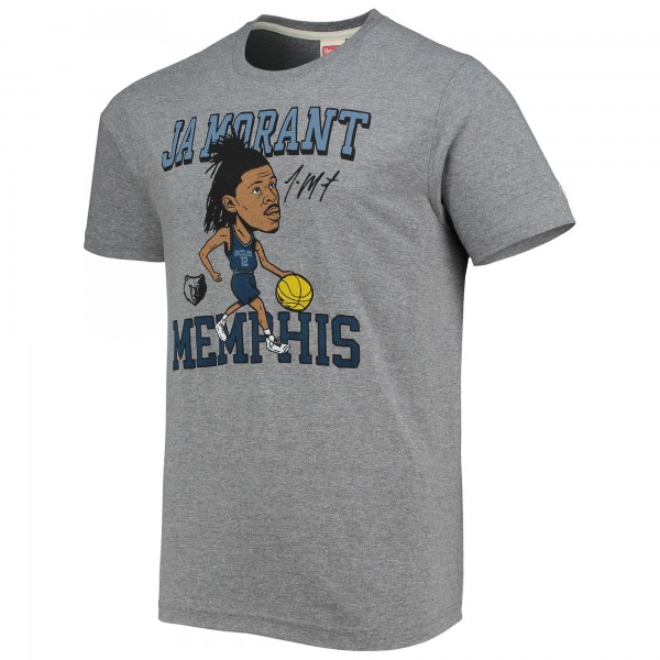 Футболка Ja Morant Memphis Grizzlies Homage Caricature Tri-Blend - Heathered Gray