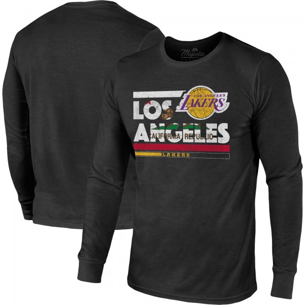 Футболка с длинным рукавом Los Angeles Lakers Majestic Threads City and State Tri-Blend - Black