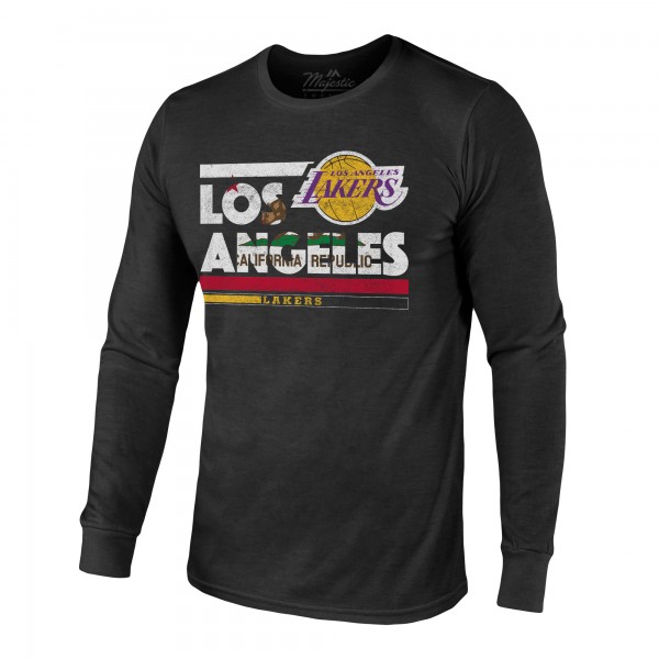 Футболка с длинным рукавом Los Angeles Lakers Majestic Threads City and State Tri-Blend - Black