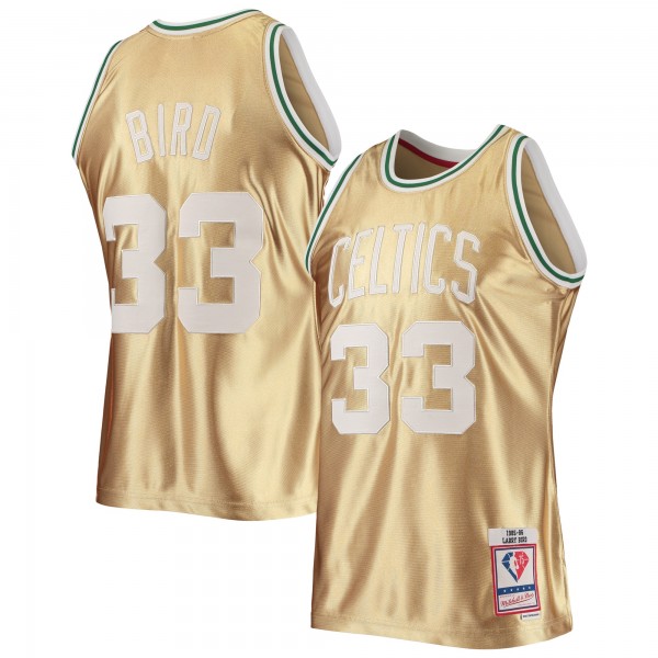 Игровая форма Larry Bird Boston Celtics Mitchell & Ness 75th Anniversary 1985-86 Hardwood Classics Swingman - Gold