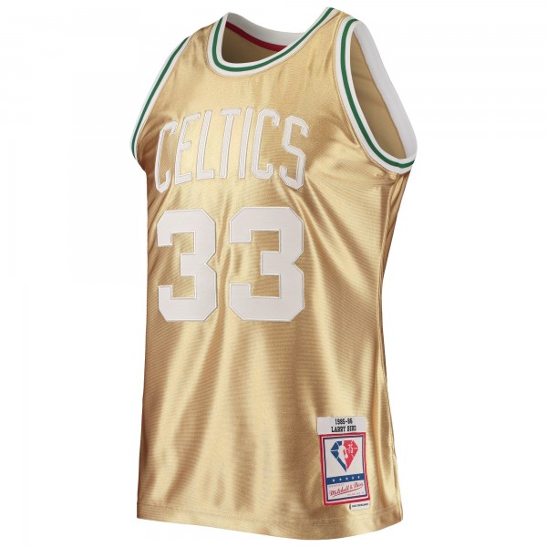 Игровая форма Larry Bird Boston Celtics Mitchell & Ness 75th Anniversary 1985-86 Hardwood Classics Swingman - Gold