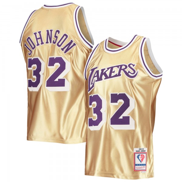 Игровая форма  Magic Johnson Los Angeles Lakers Mitchell & Ness 75th Anniversary 1984/85 Hardwood Classics Swingman - Gold