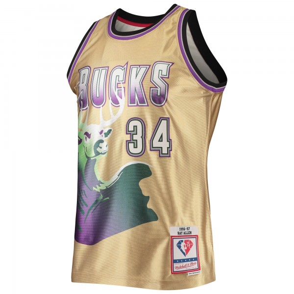 Игровая форма  Ray Allen Milwaukee Bucks Mitchell & Ness 75th Anniversary 1996-97 Hardwood Classics Swingman - Gold