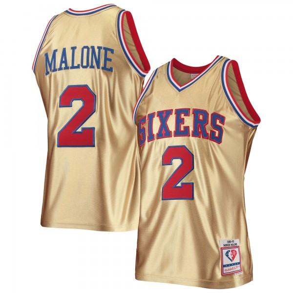 Игровая форма  Moses Malone Philadelphia 76ers Mitchell & Ness 75th Anniversary 1982-83 Hardwood Classics Swingman - Gold