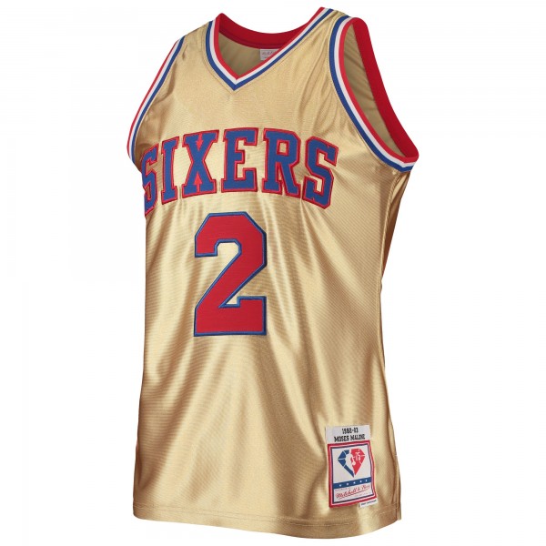 Игровая форма  Moses Malone Philadelphia 76ers Mitchell & Ness 75th Anniversary 1982-83 Hardwood Classics Swingman - Gold
