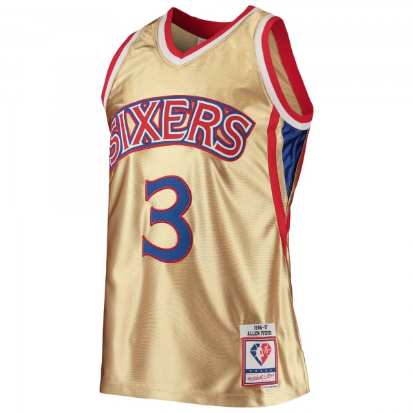 Игровая форма  Allen Iverson Philadelphia 76ers Mitchell & Ness 75th Anniversary 1996-97 Hardwood Classics Swingman - Gold