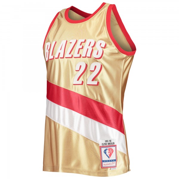 Игровая форма  Clyde Drexler Portland Trail Blazers Mitchell & Ness 75th Anniversary 1991/92 Hardwood Classics Swingman - Gold