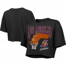 Футболка Los Angeles Lakers Majestic Threads Women's Bank Shot Cropped - Charcoal