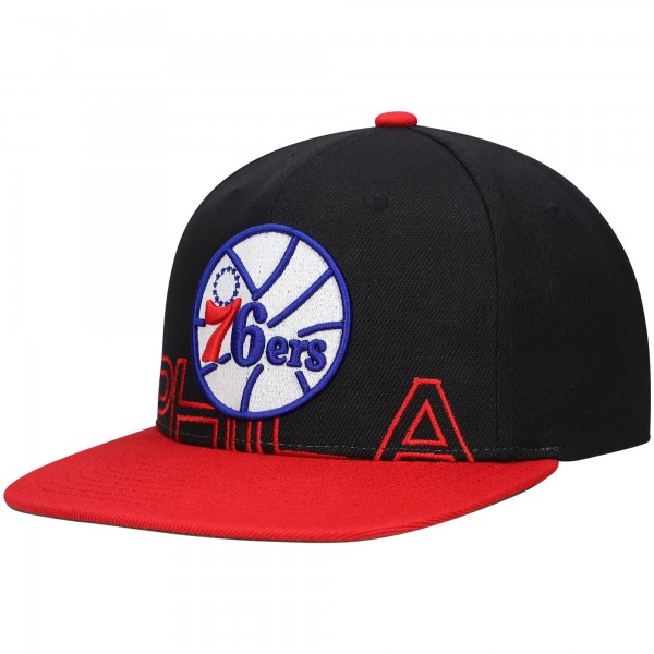 Бейсболка Philadelphia 76ers Mitchell & Ness Hardwood Classics Low Big Face - Black/Red