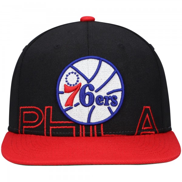 Бейсболка Philadelphia 76ers Mitchell & Ness Hardwood Classics Low Big Face - Black/Red