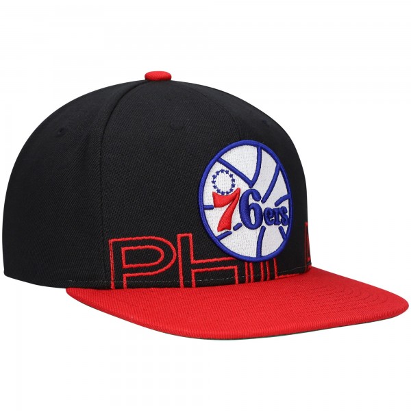 Бейсболка Philadelphia 76ers Mitchell & Ness Hardwood Classics Low Big Face - Black/Red