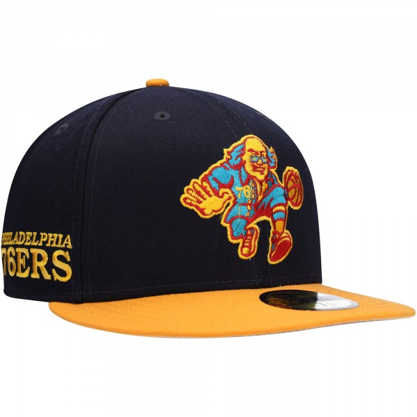 Бейсболка Philadelphia 76ers New Era Midnight 59FIFTY - Navy/Gold
