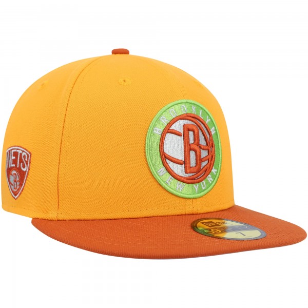 Бейсболка Brooklyn Nets New Era 59FIFTY - Gold/Rust