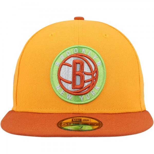 Бейсболка Brooklyn Nets New Era 59FIFTY - Gold/Rust