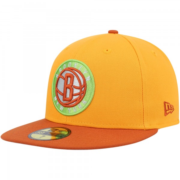 Бейсболка Brooklyn Nets New Era 59FIFTY - Gold/Rust