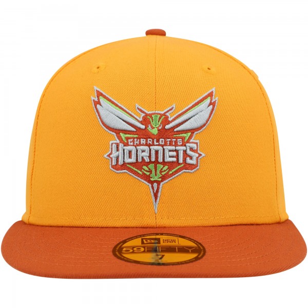 Бейсболка Charlotte Hornets New Era 59FIFTY - Gold/Rust