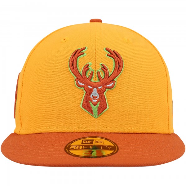 Бейсболка Milwaukee Bucks New Era 59FIFTY - Gold/Rust