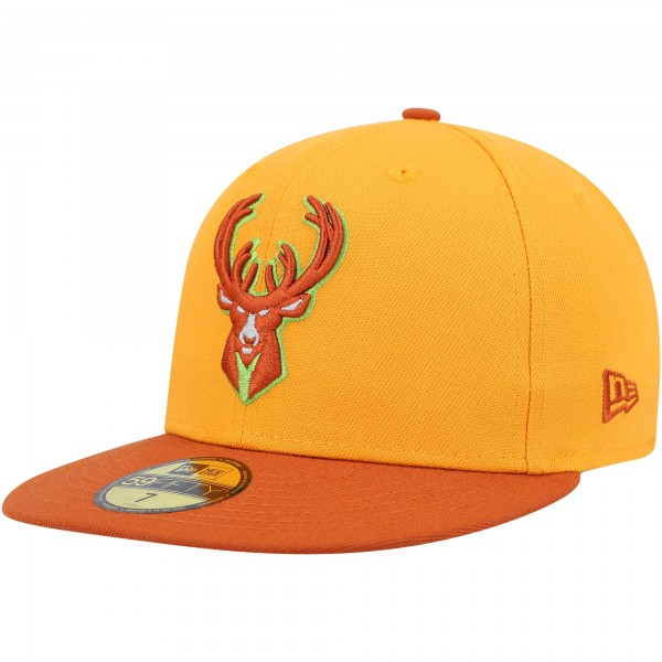 Бейсболка Milwaukee Bucks New Era 59FIFTY - Gold/Rust