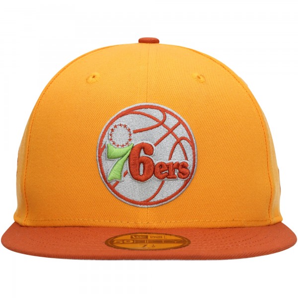 Бейсболка Philadelphia 76ers New Era 59FIFTY - Gold/Rust