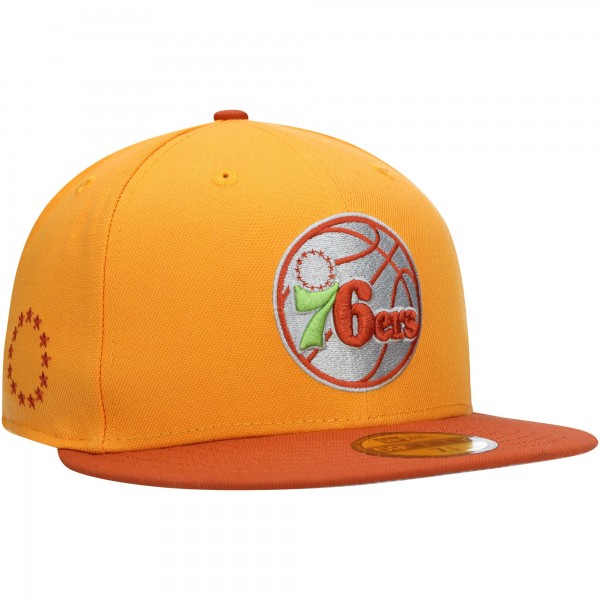 Бейсболка Philadelphia 76ers New Era 59FIFTY - Gold/Rust