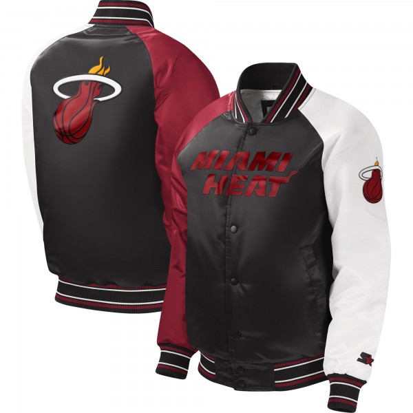 Подростковая Miami Heat Starter Black Raglan Full-Snap Varsity Jacket