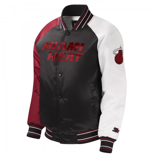 Подростковая Miami Heat Starter Black Raglan Full-Snap Varsity Jacket