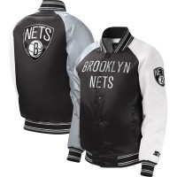 Куртка на кнопках Youth Brooklyn Nets Starter Black Raglan Varsity