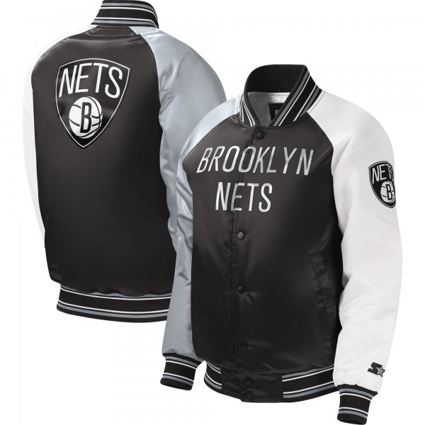 Куртка на кнопках Youth Brooklyn Nets Starter Black Raglan Varsity