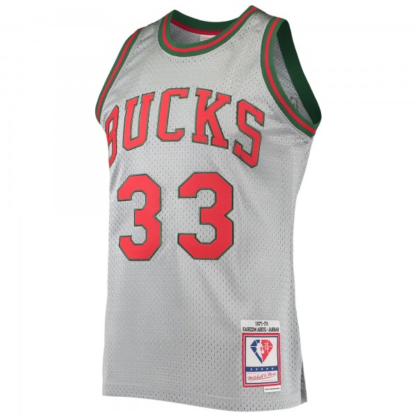 Игровая форма  Kareem Abdul-Jabbar Milwaukee Bucks Mitchell & Ness 75th Anniversary 1971-72 Hardwood Classics Swingman - Silver