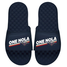 Детские шлепки New Orleans Pelicans ISlide 2022 NBA Playoffs Team Slogan - Navy