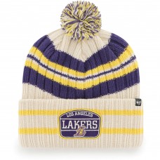 Los Angeles Lakers 47 Hone Patch Cuffed Knit Hat with Pom - Cream