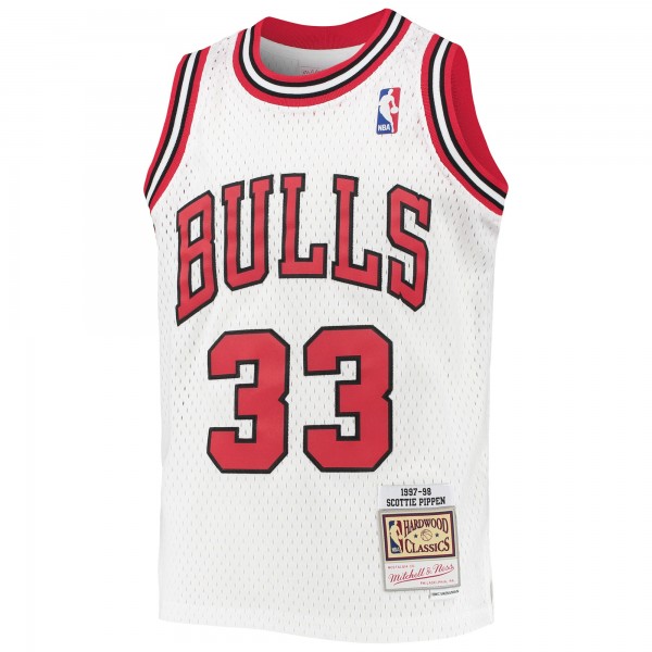 Игровая джерси Youth Chicago Bulls Scottie Pippen Mitchell & Ness White 1997/98 Hardwood Classics