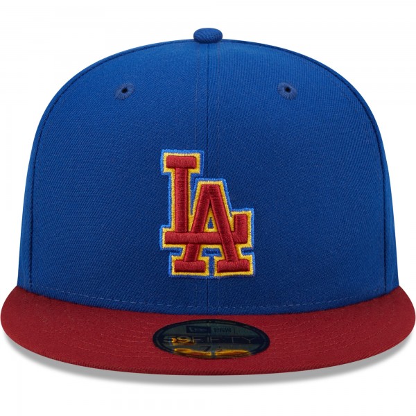 Бейсболка Los Angeles Dodgers New Era Logo Primary Jewel Gold Undervisor 59FIFTY - Royal/Red