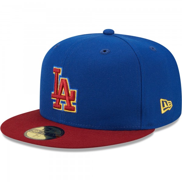 Бейсболка Los Angeles Dodgers New Era Logo Primary Jewel Gold Undervisor 59FIFTY - Royal/Red