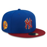 Бейсболка New York Yankees New Era Logo Primary Jewel Gold Undervisor 59FIFTY - Royal/Red
