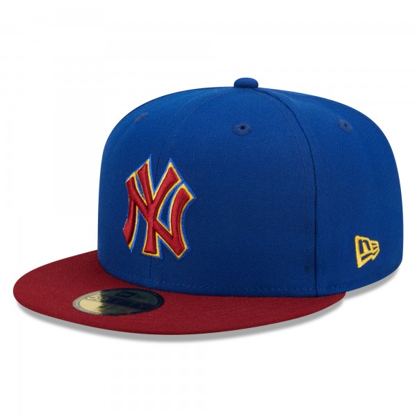 Бейсболка New York Yankees New Era Logo Primary Jewel Gold Undervisor 59FIFTY - Royal/Red