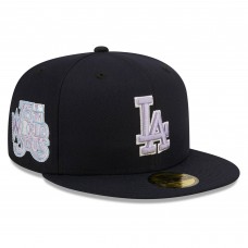 Бейсболка Los Angeles Dodgers New Era 75th World Series Lavender Undervisor 59FIFTY - Navy