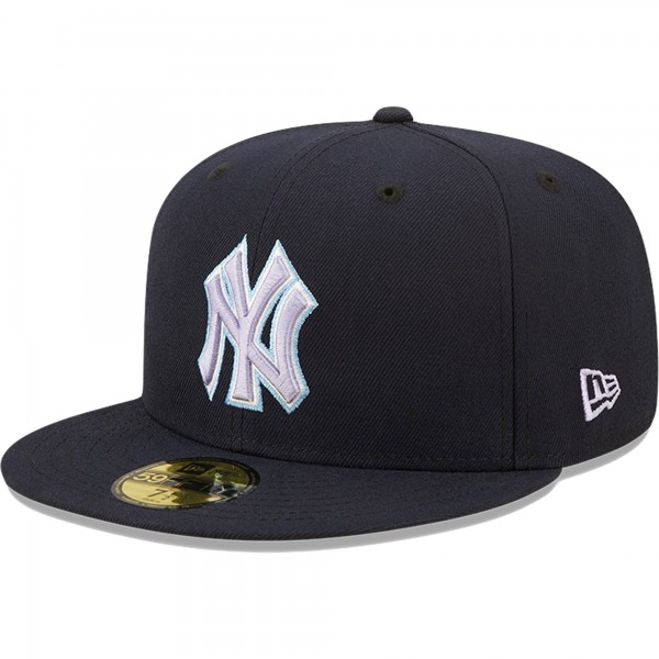 Бейсболка New York Yankees New Era 100th Anniversary Lavender Undervisor 59FIFTY - Navy
