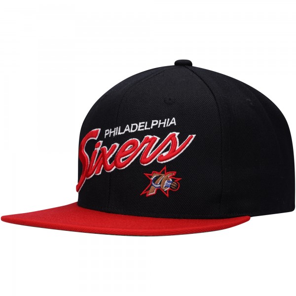 Бейсболка Philadelphia 76ers Mitchell & Ness Team Script 2.0 - Black/Red
