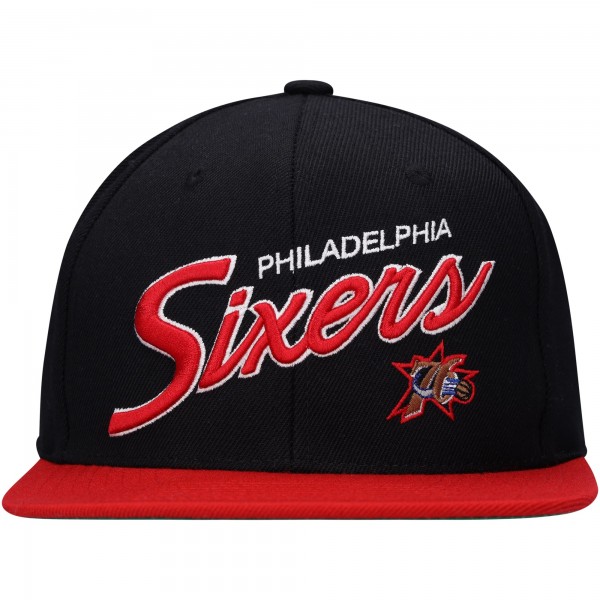 Бейсболка Philadelphia 76ers Mitchell & Ness Team Script 2.0 - Black/Red