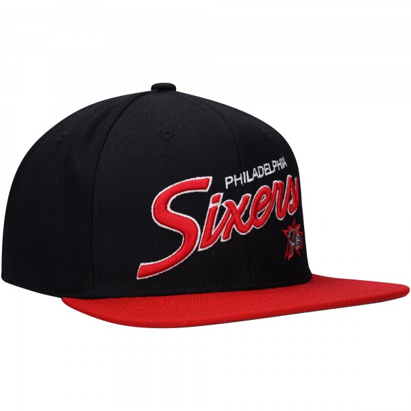 Бейсболка Philadelphia 76ers Mitchell & Ness Team Script 2.0 - Black/Red