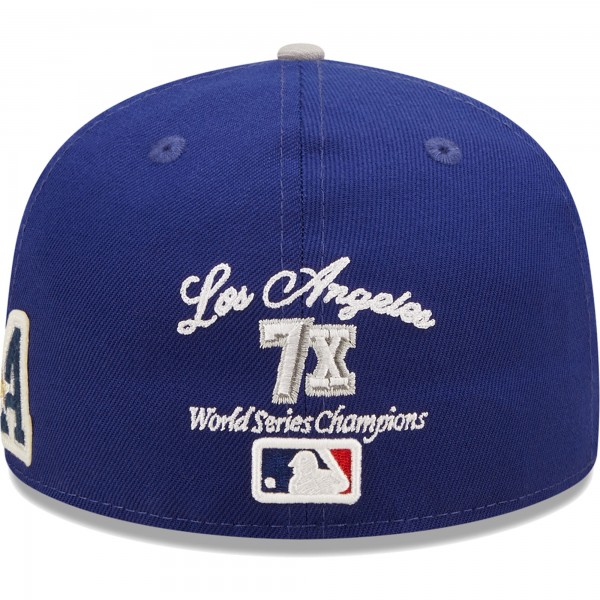 Бейсболка Los Angeles Dodgers New Era 2020 World Series Champions  Letterman 59FIFTY - Royal/Gray